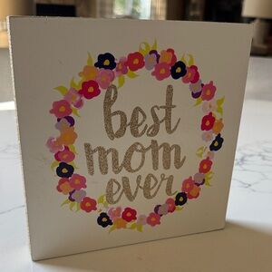 Best Mom Ever Floral Sign - Pink, Purple, gold sparkle
